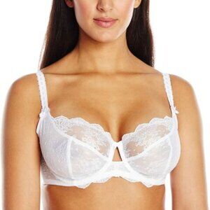 NWT Paramour by Felina Bra: Captivate Underwire Sheer Lace Full-Figure Bra WHT